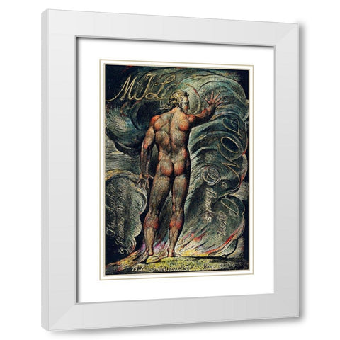 Frontispiece illustration from Milton White Modern Wood Framed Art Print with Double Matting by Blake, William