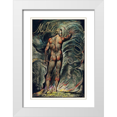 Frontispiece illustration from Milton White Modern Wood Framed Art Print with Double Matting by Blake, William