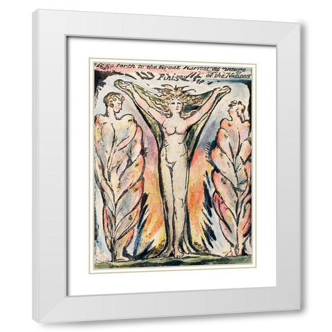 To go forth to the Great Harvest from Milton White Modern Wood Framed Art Print with Double Matting by Blake, William