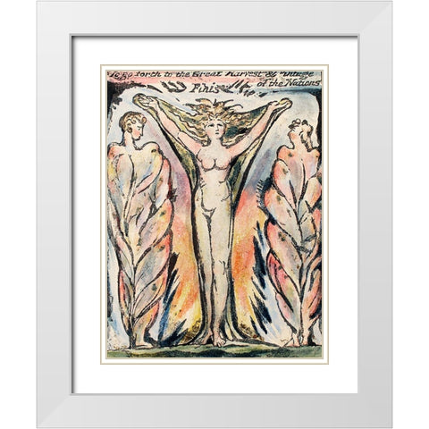 To go forth to the Great Harvest from Milton White Modern Wood Framed Art Print with Double Matting by Blake, William