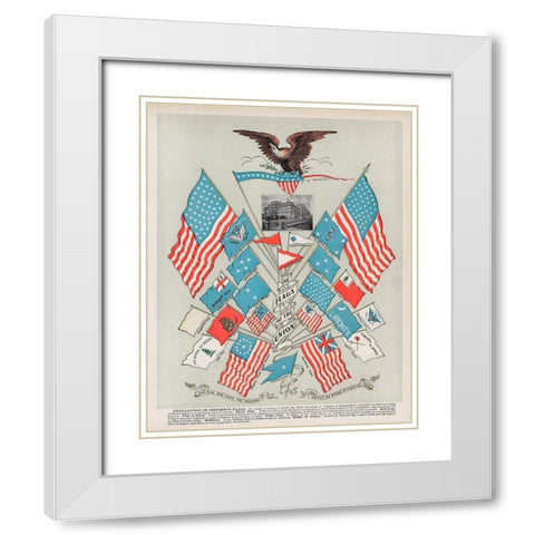 The Flags of the Union White Modern Wood Framed Art Print with Double Matting by Vintage Illustration