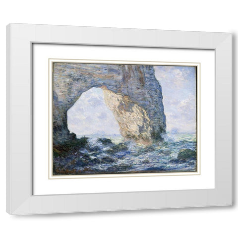 The Manneporte At Etretat White Modern Wood Framed Art Print with Double Matting by Monet, Claude