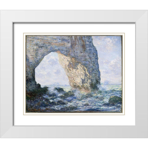 The Manneporte At Etretat White Modern Wood Framed Art Print with Double Matting by Monet, Claude