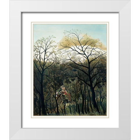 Rendezvous in the Forest White Modern Wood Framed Art Print with Double Matting by Rousseau, Henri