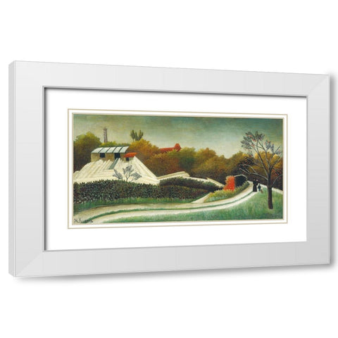 Sawmill, Outskirts of Paris 1895 White Modern Wood Framed Art Print with Double Matting by Rousseau, Henri