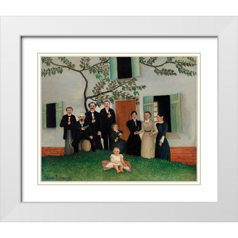 The Family 1900 White Modern Wood Framed Art Print with Double Matting by Rousseau, Henri