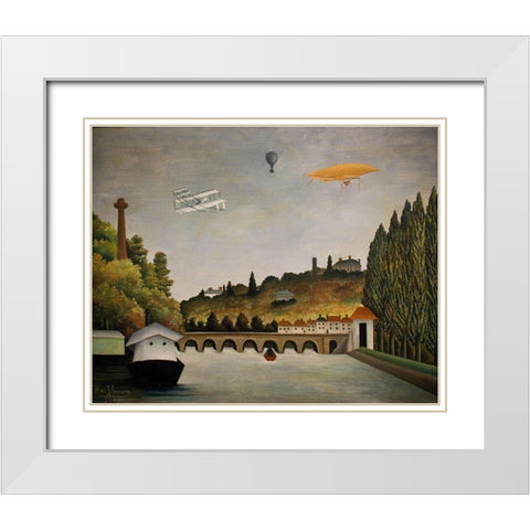 View of Pont de Sevres White Modern Wood Framed Art Print with Double Matting by Rousseau, Henri