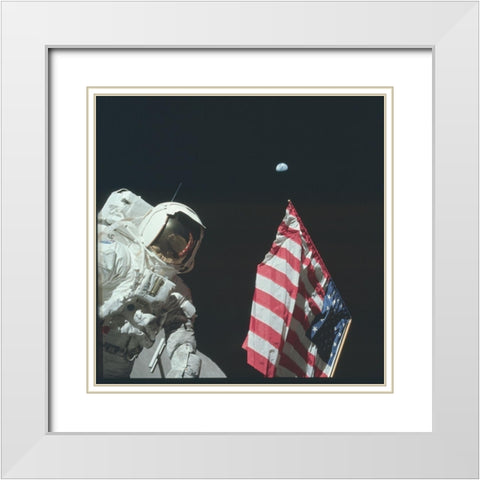 Apollo 17 White Modern Wood Framed Art Print with Double Matting by NASA