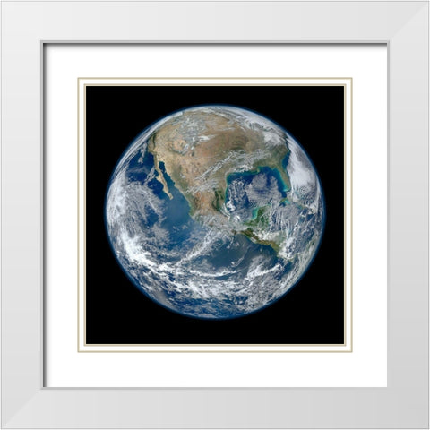 Blue Marble 2012 White Modern Wood Framed Art Print with Double Matting by NASA