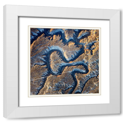 Bowknot Bend Utah White Modern Wood Framed Art Print with Double Matting by NASA