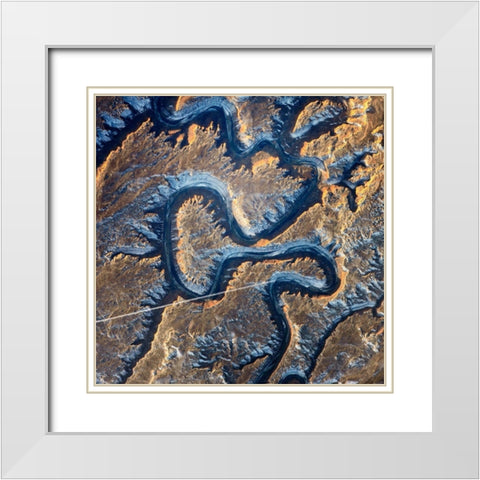 Bowknot Bend Utah White Modern Wood Framed Art Print with Double Matting by NASA