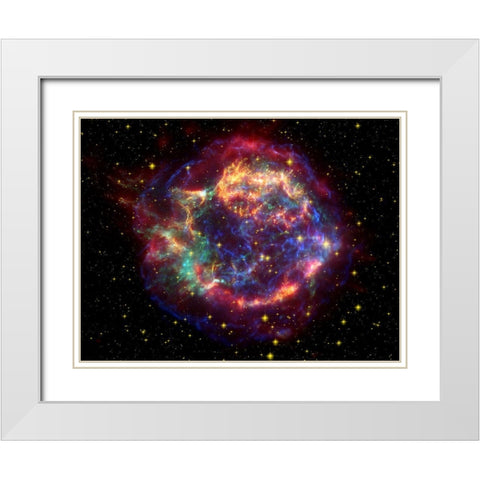 Cassiopeia A White Modern Wood Framed Art Print with Double Matting by NASA