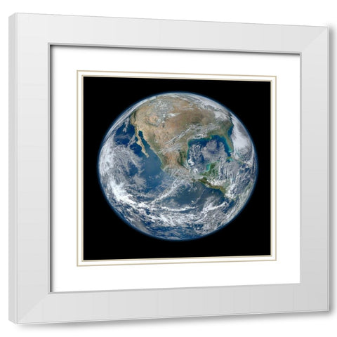 Earth White Modern Wood Framed Art Print with Double Matting by NASA