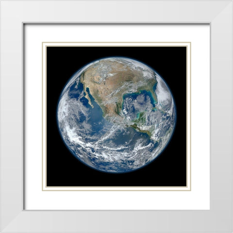 Earth White Modern Wood Framed Art Print with Double Matting by NASA