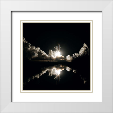 Launch of Space Shuttle Columbia 1986 White Modern Wood Framed Art Print with Double Matting by NASA