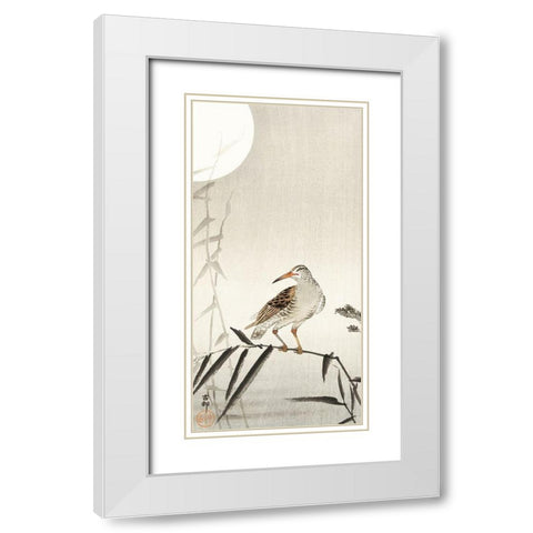 Black horseman on bamboo branch White Modern Wood Framed Art Print with Double Matting by Koson, Ohara