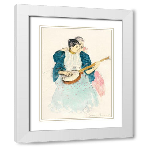 The Banjo Lesson White Modern Wood Framed Art Print with Double Matting by Cassatt, Mary
