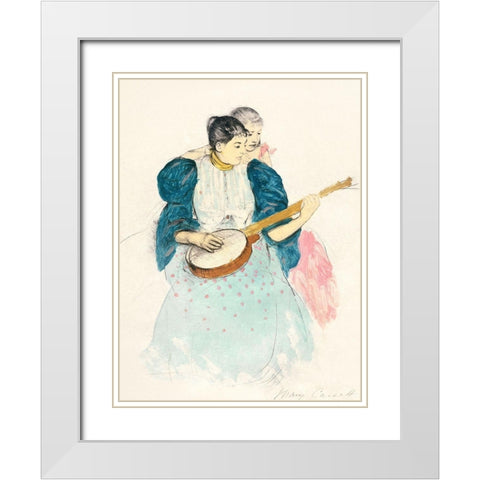 The Banjo Lesson White Modern Wood Framed Art Print with Double Matting by Cassatt, Mary