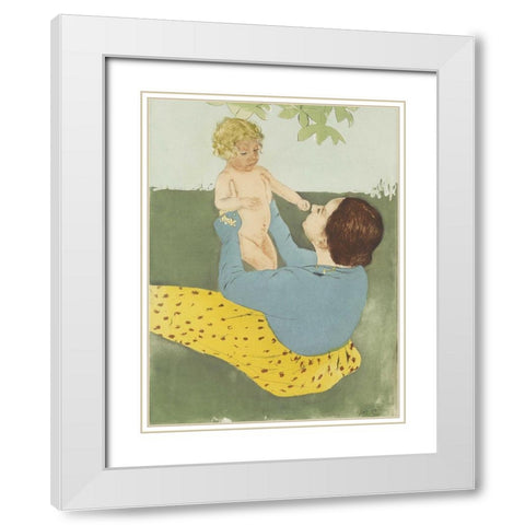 Under the Horse-Chestnut Tree White Modern Wood Framed Art Print with Double Matting by Cassatt, Mary