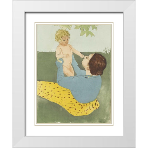 Under the Horse-Chestnut Tree White Modern Wood Framed Art Print with Double Matting by Cassatt, Mary