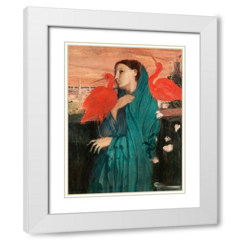 Young Woman with Ibis White Modern Wood Framed Art Print with Double Matting by Degas, Edgar