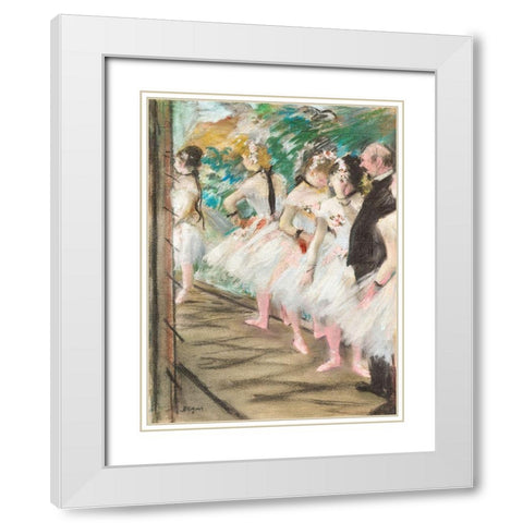 The Ballet White Modern Wood Framed Art Print with Double Matting by Degas, Edgar