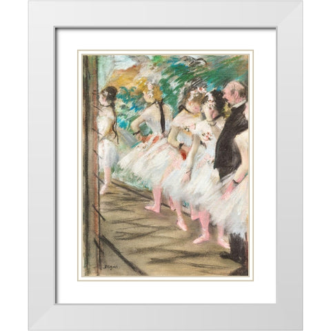 The Ballet White Modern Wood Framed Art Print with Double Matting by Degas, Edgar