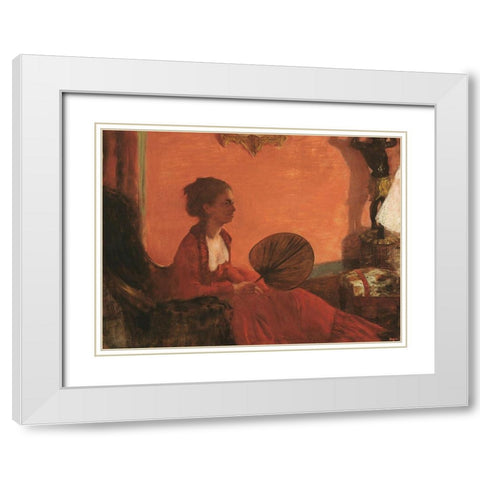 Madam Camus White Modern Wood Framed Art Print with Double Matting by Degas, Edgar