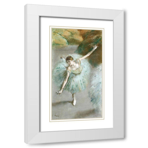 Dancer in Green White Modern Wood Framed Art Print with Double Matting by Degas, Edgar