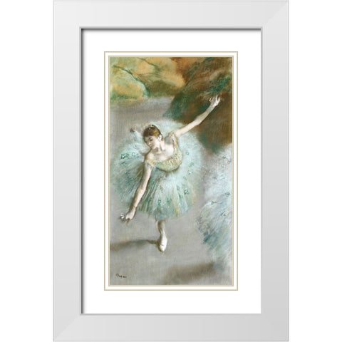 Dancer in Green White Modern Wood Framed Art Print with Double Matting by Degas, Edgar