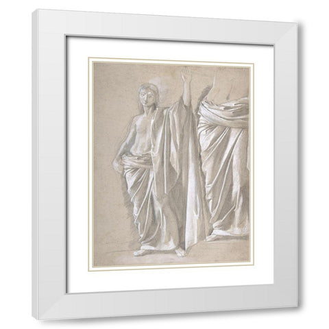 Study of a Draped Figure White Modern Wood Framed Art Print with Double Matting by Degas, Edgar