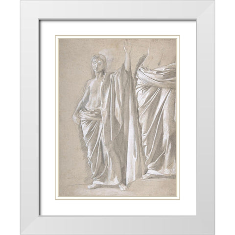 Study of a Draped Figure White Modern Wood Framed Art Print with Double Matting by Degas, Edgar