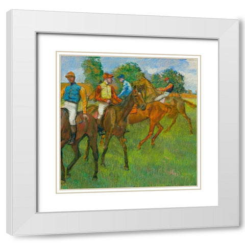 Before the Race White Modern Wood Framed Art Print with Double Matting by Degas, Edgar