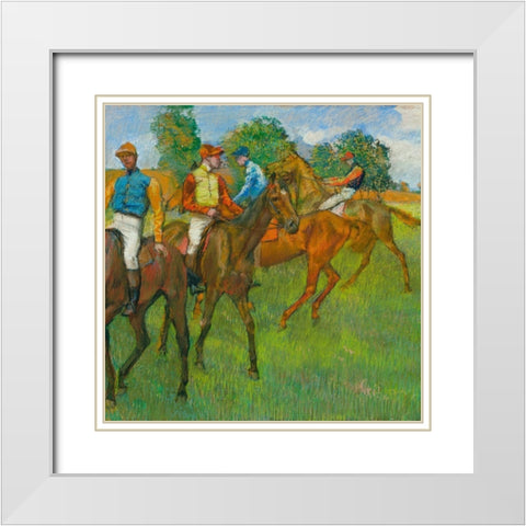 Before the Race White Modern Wood Framed Art Print with Double Matting by Degas, Edgar
