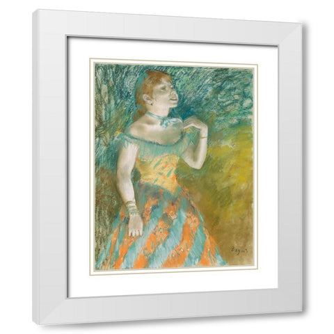 The Singer in Green White Modern Wood Framed Art Print with Double Matting by Degas, Edgar