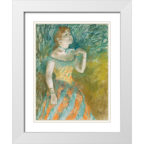 The Singer in Green White Modern Wood Framed Art Print with Double Matting by Degas, Edgar