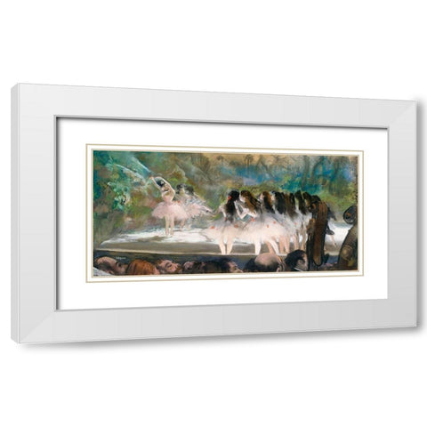 Ballet at the Paris Opera White Modern Wood Framed Art Print with Double Matting by Degas, Edgar
