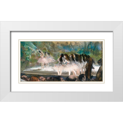 Ballet at the Paris Opera White Modern Wood Framed Art Print with Double Matting by Degas, Edgar