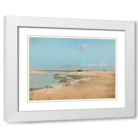 Beach at Low Tide White Modern Wood Framed Art Print with Double Matting by Degas, Edgar