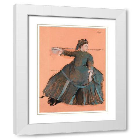 Woman on a Sofa White Modern Wood Framed Art Print with Double Matting by Degas, Edgar