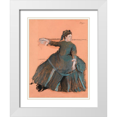 Woman on a Sofa White Modern Wood Framed Art Print with Double Matting by Degas, Edgar