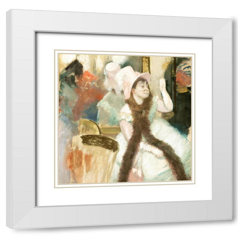 Portrait after a Costume Ball White Modern Wood Framed Art Print with Double Matting by Degas, Edgar