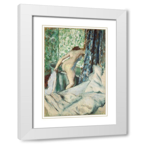 The Morning Bath White Modern Wood Framed Art Print with Double Matting by Degas, Edgar