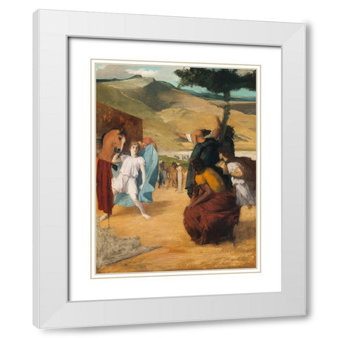Alexander and Bucephalus White Modern Wood Framed Art Print with Double Matting by Degas, Edgar