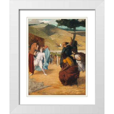 Alexander and Bucephalus White Modern Wood Framed Art Print with Double Matting by Degas, Edgar