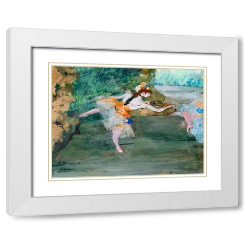 Dancer Onstage White Modern Wood Framed Art Print with Double Matting by Degas, Edgar