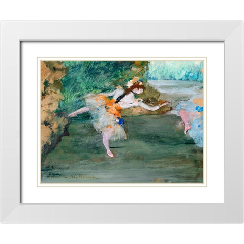 Dancer Onstage White Modern Wood Framed Art Print with Double Matting by Degas, Edgar