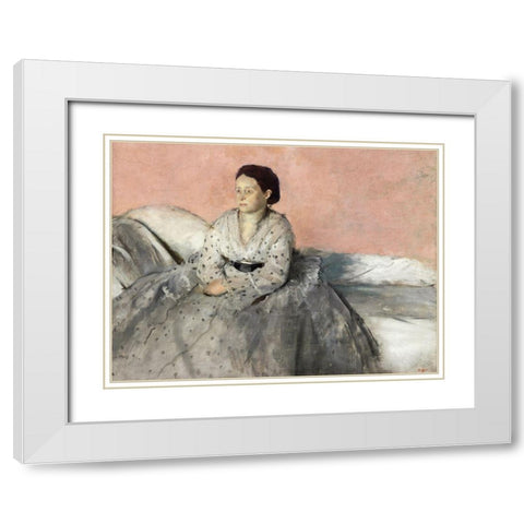 Madam Rene de Gas White Modern Wood Framed Art Print with Double Matting by Degas, Edgar