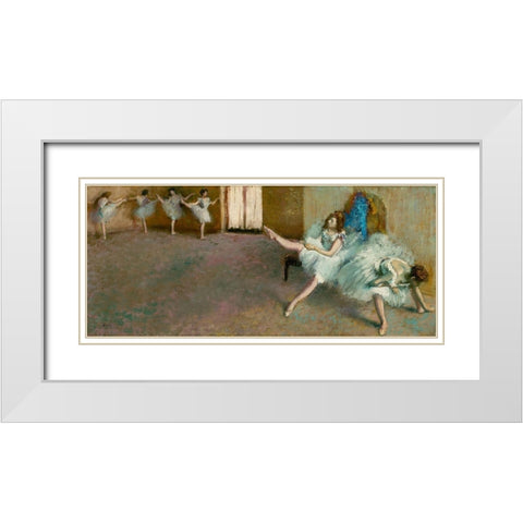 Before the Ballet White Modern Wood Framed Art Print with Double Matting by Degas, Edgar