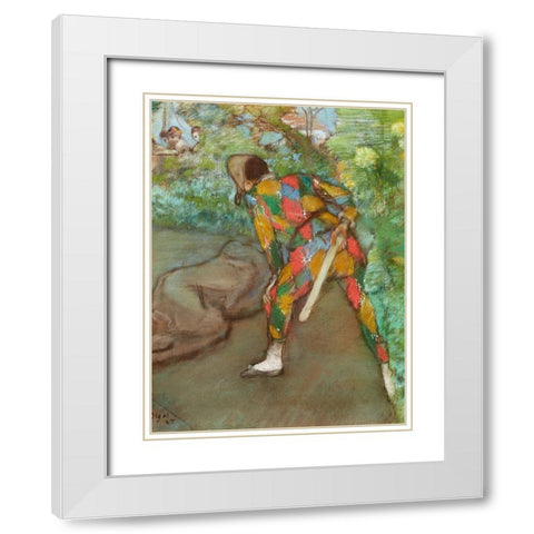 Harlequin White Modern Wood Framed Art Print with Double Matting by Degas, Edgar